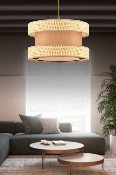 Lampadario sospeso a cavo HALO 1xE27/60W/230V marrone/beige