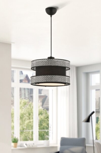 Lampadario a sospensione su cavo HALO 1xE27/60W/230V nero/grigio