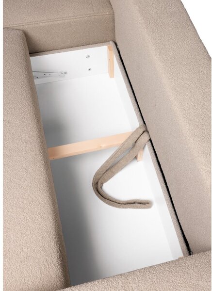 Divano angolare beige allungabile (con penisola a sinistra) con rivestimento in bouclé Quinoa – Bonami Selection