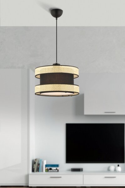 Lampadario a sospensione con cavo HALO 1xE27/60W/230V nero/beige