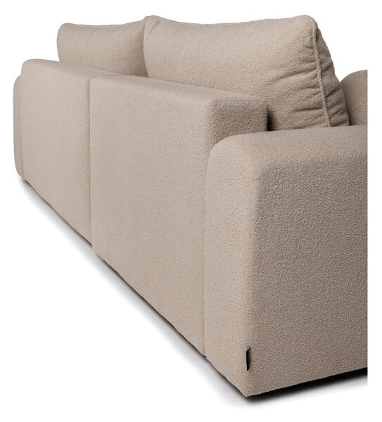 Divano angolare beige allungabile (con penisola a sinistra) con rivestimento in bouclé Quinoa – Bonami Selection