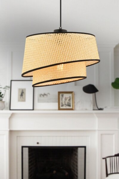 Lampadario a cavo BARETTE 1xE27/60W/230V beige/nero