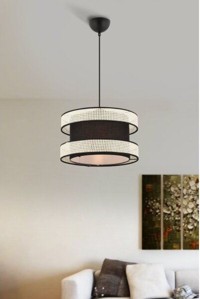 Lampadario a cavo HALO 1xE27/60W/230V nero/crema