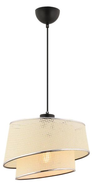 Lampada a sospensione a cavo BARETTE 1xE27/60W/230V crema/cromo lucido