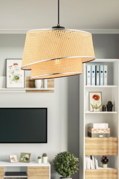 Lampadario a sospensione con cavo BARETTE 1xE27/60W/230V beige/cromo lucido