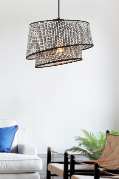 Lampadario a cavo BARETTE 1xE27/60W/230V grigio/nero