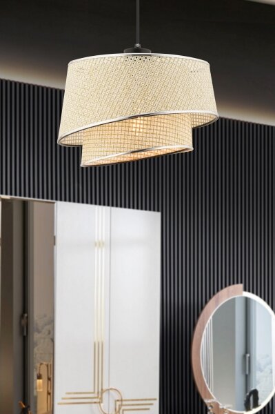 Lampada a sospensione con cavo BARETTE 1xE27/60W/230V crema/cromo lucido