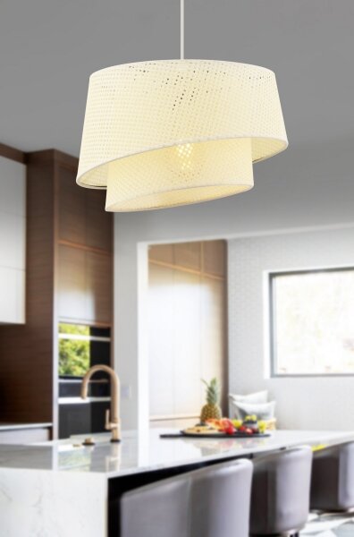 Lampadario a cavo BARETTE 1xE27/60W/230V crema