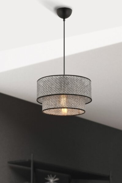 Lampada a sospensione con cavo ECHO 1xE27/60W/230V grigio/nero