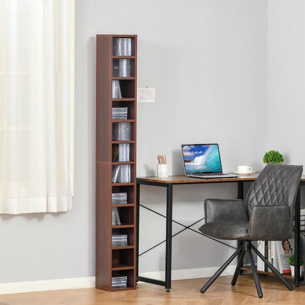 HomCom Mobiletto Colonna Scaffalatura per CD Libreria archiviazione per Dvd da Parete con Mensole in Legno 