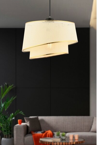 Lampadario a cavo BARETTE 1xE27/60W/230V crema/oro