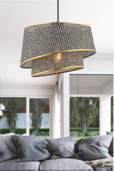 Lampada a sospensione su cavo BARETTE 1xE27/60W/230V grigio/oro