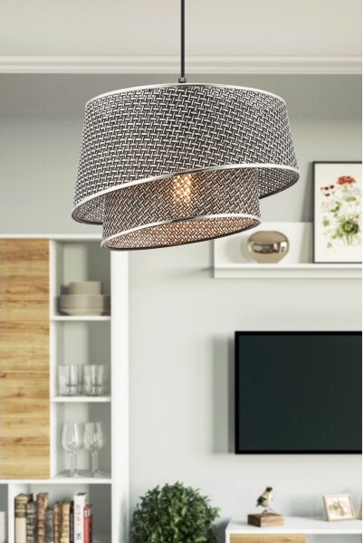 Lampada a sospensione con cavo BARETTE 1xE27/60W/230V grigio/cromo lucido