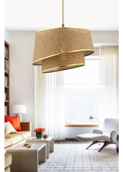 Lampadario a sospensione con cavo BARETTE 1xE27/60W/230V marrone/oro