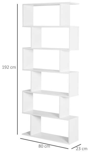 HOMCOM Libreria Scaffale Moderno in Legno a Ripiani e Divisore d'Interni, Mobile Guardaroba Decorativo Autoportante a 6 Livelli, Bianco|Aosom Italy