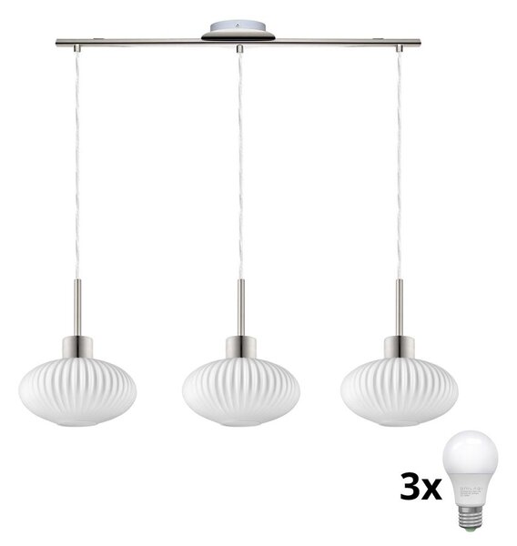 Lampadario LED sospeso su cavo HARMA 3xE27/60W/230V cromo opaco/bianco