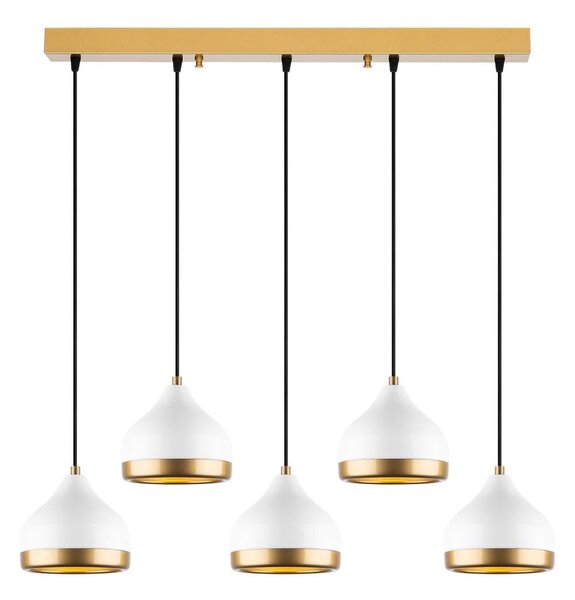 Lampadario a sospensione su cavo YILDO 5xE27/40W/230V bianco/oro