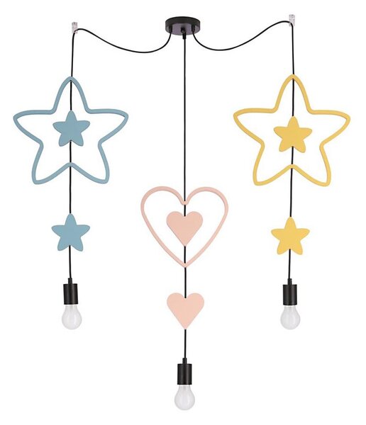 Lampada a sospensione per bambini TRIO 3xE27/20W/230V blu/rosa/giallo