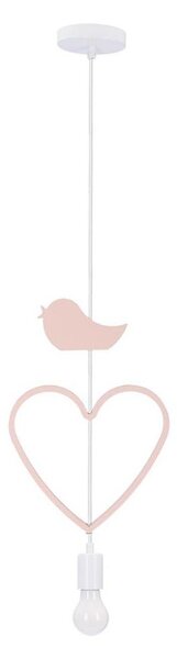 Lampadario per cameretta HEART a sospensione con cavo 1xE27/20W/230V rosa/bianco