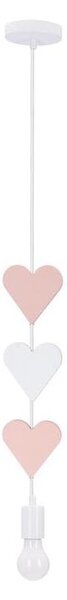 Lampadario a sospensione per bambini HEART 1xE27/20W/230V rosa/bianco