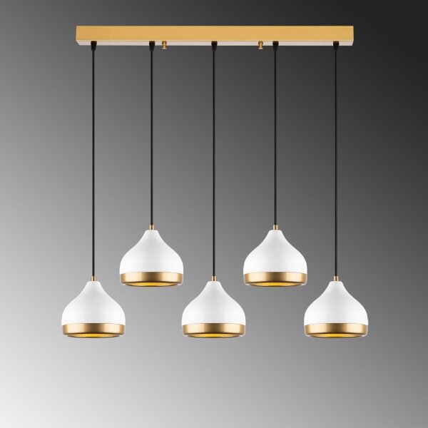 Lampadario a sospensione su cavo YILDO 5xE27/40W/230V bianco/oro