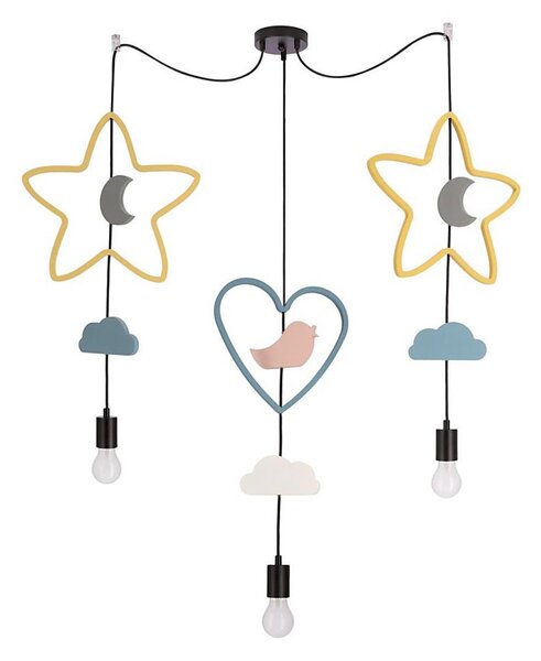 Lampadario sospeso per bambini TRIO 3xE27/20W/230V giallo/blu/grigio