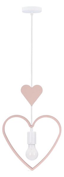 Lampada a sospensione per bambini HEART a cavo 1xE27/20W/230V rosa/bianco