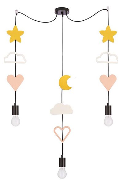 Lampadario sospeso per bambini TRIO 3xE27/20W/230V giallo/bianco/rosa