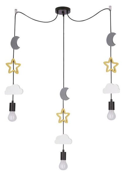 Lampadario a sospensione per bambini TRIO 3xE27/20W/230V grigio/giallo/bianco