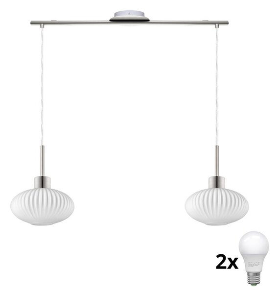 Lampada a sospensione LED su cavo HARMA 2xE27/60W/230V cromo opaco/bianco