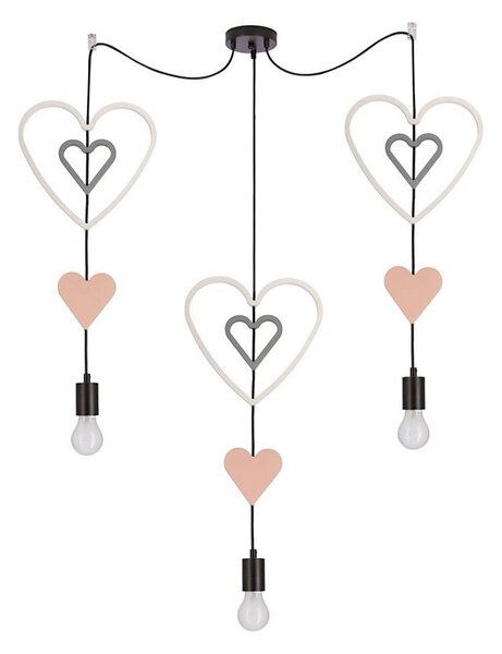 Lampadario sospeso per cameretta TRIO con cavo 3xE27/20W/230V rosa/bianco/grigio