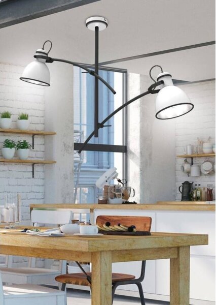Lampadario a stelo ZUMBA 2xE27/60W/230V bianco/nero