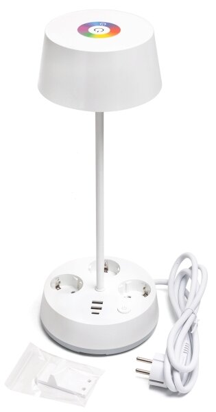 Aigostar-LED RGBW Lampada da tavolo dimmerabile con prese e USB LED/4,6W/230V bianca