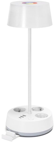 Aigostar-LED RGBW Lampada da tavolo dimmerabile con prese e USB LED/4,6W/230V bianca