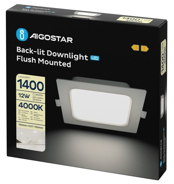 Aigostar - Lampada a incasso LED/12W/230V 4000K 17,5x17,5 cm bianca