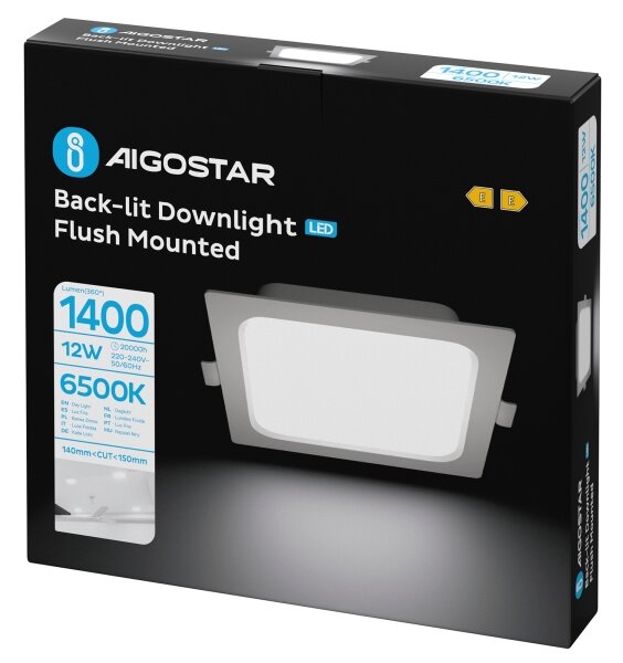 Aigostar - Lampada da incasso LED/12W/230V 6500K 17,5x17,5 cm bianca