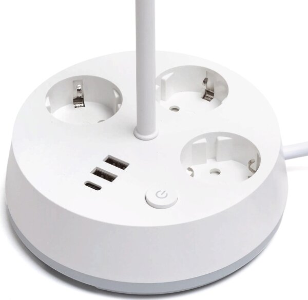 Aigostar-LED RGBW Lampada da tavolo dimmerabile con prese e USB LED/4,6W/230V bianca
