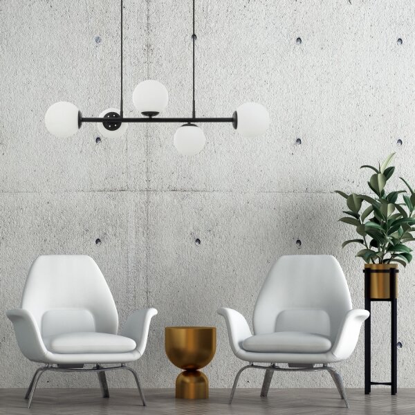 Lampadario a sospensione con cavo MADDIE 5xE14/5W/230V, nero