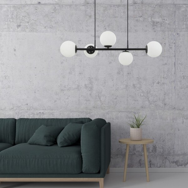 Lampadario a sospensione con cavo MADDIE 5xE14/5W/230V, nero
