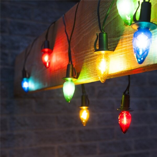 Ghirlanda LED da esterno CONE FILAMENT, 20x E10, 19 m, a colori/bianco caldo, IP44