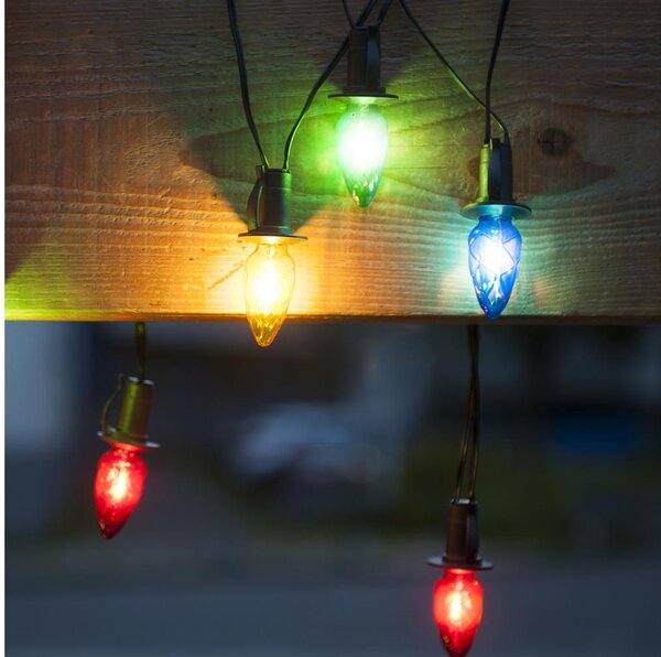 Ghirlanda LED da esterno CONE FILAMENT, 20x E10, 19 m, a colori/bianco caldo, IP44