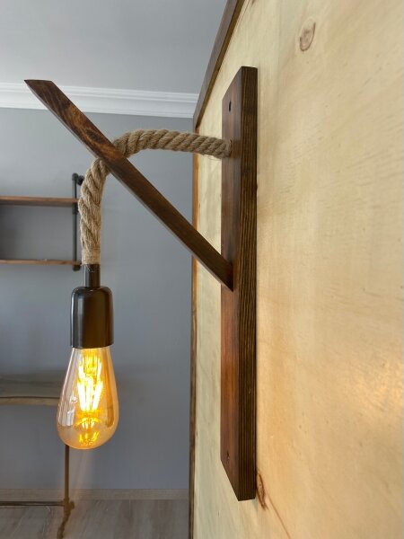 Lampada da parete AHSAP 1x E27/40W/230V, pino/noce