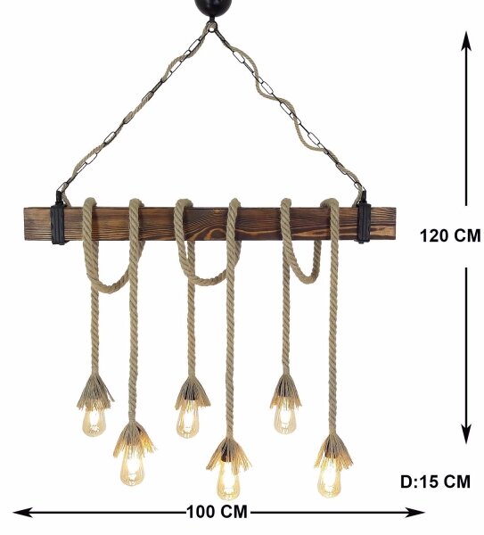 Lampadario a sospensione su cavo KUTUK 6xE27/40W/230V pino