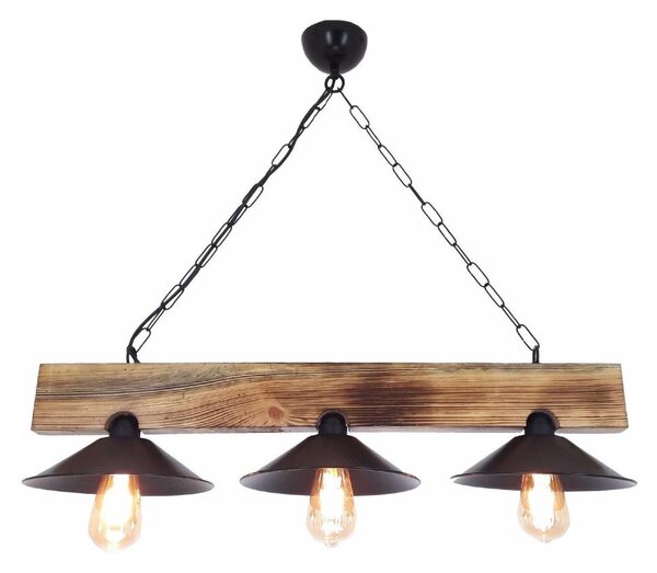 Lampada a sospensione HEPSI con cavo 3xE27/40W/230V, abete rosso/noce