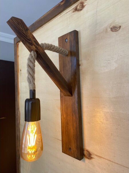 Lampada da parete AHSAP 1x E27/40W/230V, pino/noce