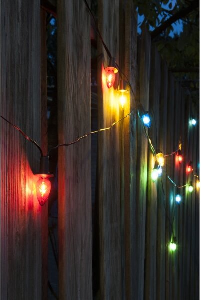 Ghirlanda LED da esterno CONE FILAMENT, 20x E10, 19 m, a colori/bianco caldo, IP44