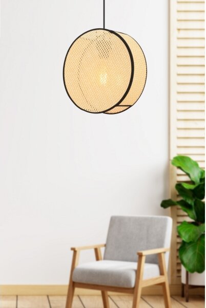 Lampada a sospensione con cavo BIG DRUM 1xE27/60W/230V beige/nero