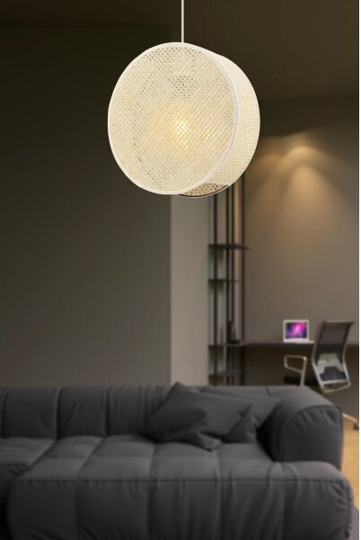 Lampadario a sospensione su cavo BIG DRUM 1xE27/60W/230V crema