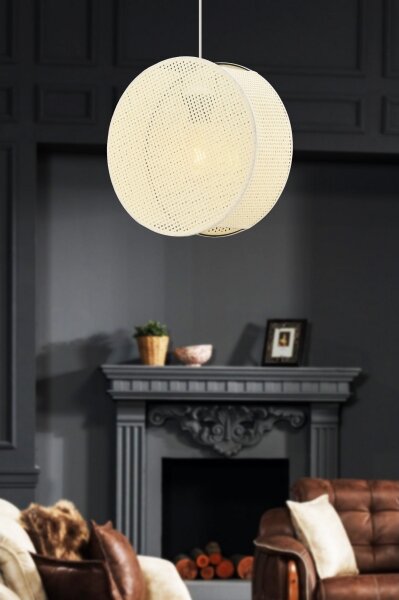 Lampada a sospensione con cavo BIG DRUM 1xE27/60W/230V color crema