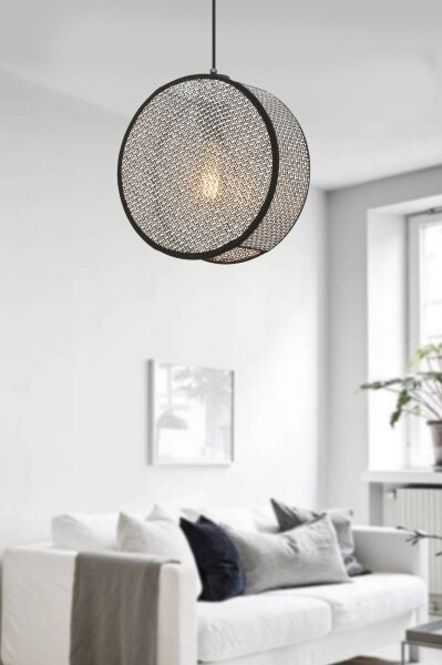 Lampadario a cavo BIG DRUM 1xE27/60W/230V grigio/nero